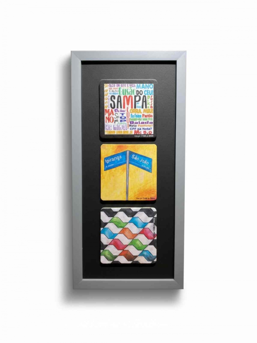 imagem Quadro Triplo - Cinza