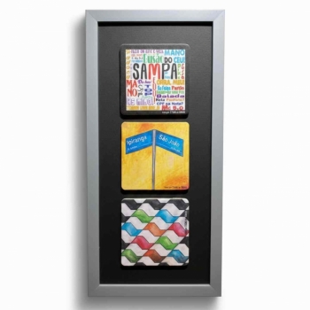 imagem Quadro Triplo - Cinza