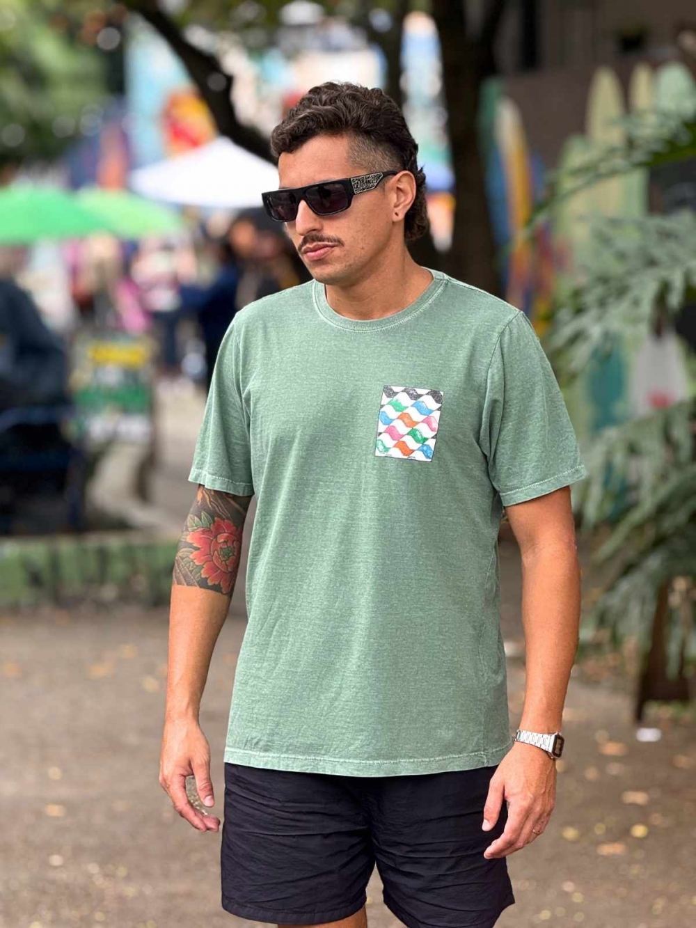 imagem Camiseta Calçadinha - Verde estonado