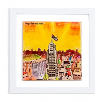 imagem Quadro Azulejo Farol - Moldura Branca